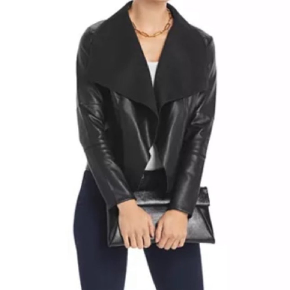 Faux Leather Moto Jacket with Suede Collar NWT